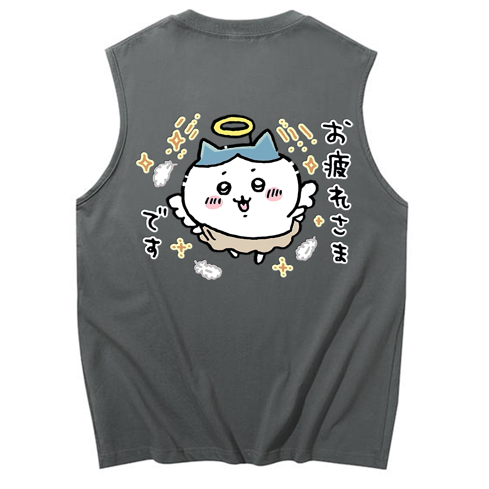 （画像用） ちいかわ ハチワレ Chii-kawa hachiware コットン100％タンクトップ（背面プリント）